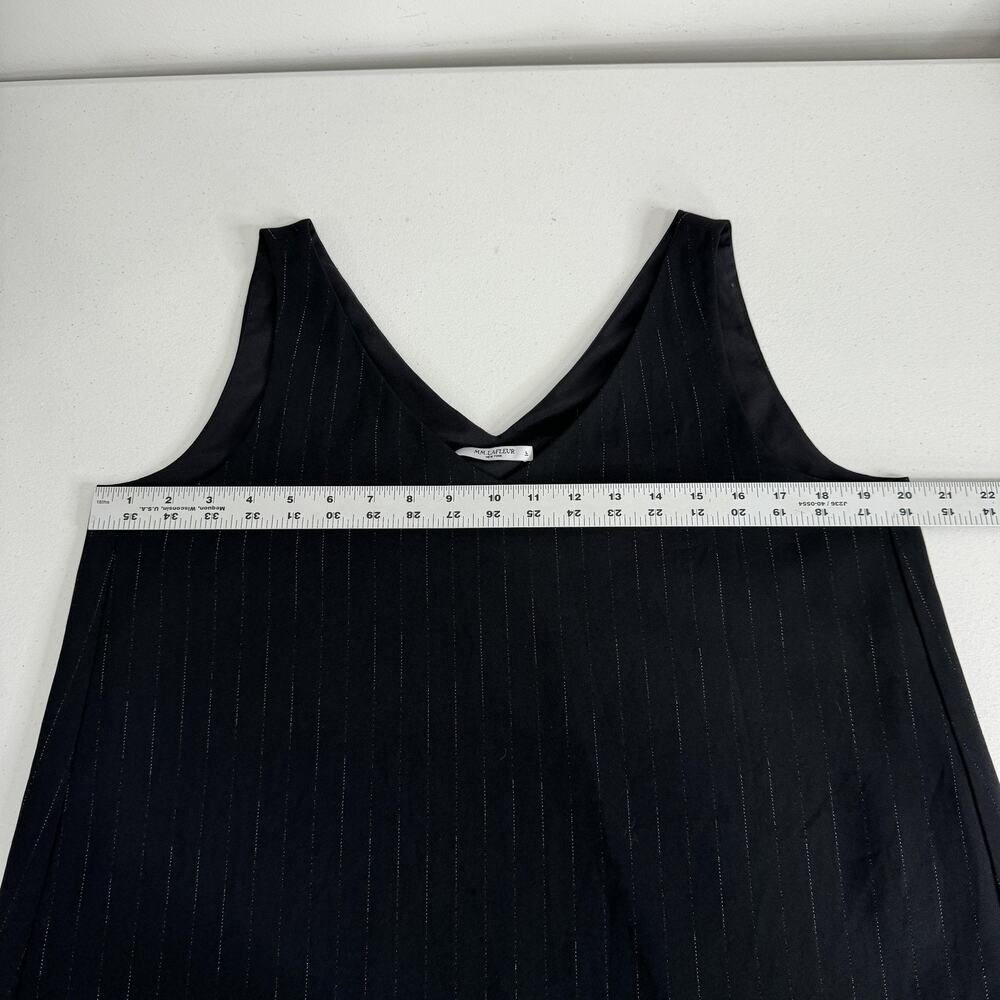 MM.LaFleur Rhonda Top Womens Large Black Pinstripe V Neck Blouse Tank Office - Picture 9 of 12